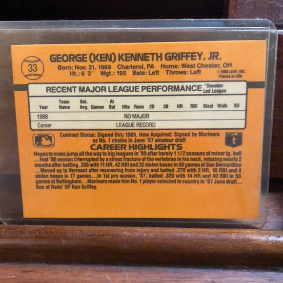 Donruss 1989 Ken Griffey Jr. “Rated Rookie” card - Picture 2 of 2